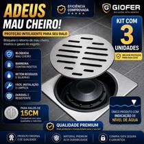 Kit 3 Adaptador Anti Odor Baratas Ralo 15cm Tira Mau Cheiro Giofer