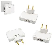 Kit 3 Adaptador Articulado Tomada Móvel Benjamin 3 Saídas 3 Pinos Bivolt Padrão NBR 10a Branca