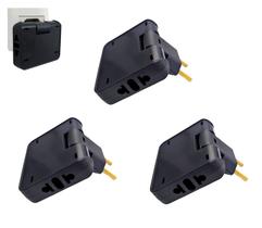 Kit 3 Adaptador Articulado Tomada Móvel Benjamin 3 Saídas 3 Pinos Bivolt Padrão NBR 10a Preta