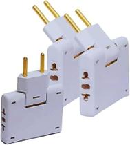 KIT 3 Adaptador Articulável Tomada 3 Saídas Benjamin de 10A até 250V Potência Máxima 2500W Acabamento Branco