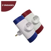 Kit 3 Adaptador Benjamin T 3 Tomadas 2 Pinos Celuz 10a