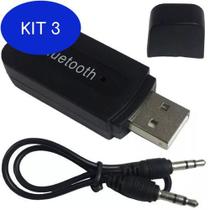 Kit 3 Adaptador Bluetooth Receptor Wireless Usb Musica Carro P2 - N/A