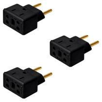 Kit 3 Adaptador Bob Preto 10/20A Bivolt Porcelana Sintética Kit 3 Adaptador Bob Preto 10/20A Bivolt Porcelana Sintética