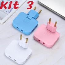 Kit 3 Adaptador De Tomada Tripla Articulado 10a 250V Multiplug