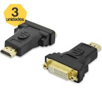 Kit 3 Adaptador DVI Fêmea para HDMI Macho