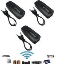 kit 3 Adaptador Receptor Bluetooth Usb Para Caixa De Som Doméstico Pc Notbook Carro Automotivo - dongle