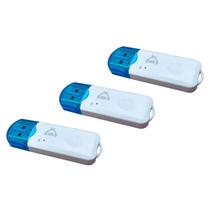 Kit 3 Adaptadores Bluetooth Usb Plug and Play Branco Receptor Wireless Atende Chamadas com Microfone Embutido