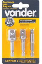 Kit 3 Adaptadores Soquete Parafusadeira Manual Vonder