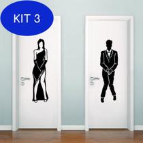 Kit 3 Adesivo De Parede Para Banheiro Masculino Feminino