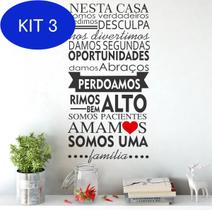 Kit 3 Adesivo Decorativo De Parede Frase Casa Coração Familia