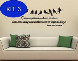 Kit 3 Adesivo Decorativo De Parede Frase Como Um Pássaro - Pimenta Criativa