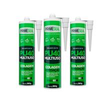 Kit 3 Adesivo PU 40 Selante Multiuso Cola Juntas de Dilatação Metal Vidro Vedação Placa PVC 3D 400g