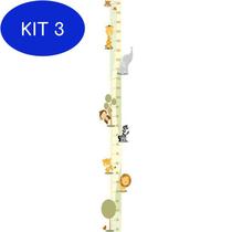 Kit 3 Adesivo Régua Do Crescimento - Bichos 411 - R+ adesivos