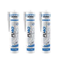 kit 3 Adesivo Silicone PU 40 Fix Selante Branco 387G Tek Bond