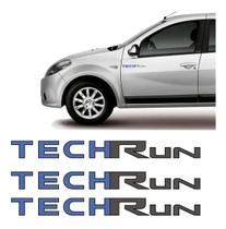 Kit 3 adesivos emblema lateral porta renault sandero techrun