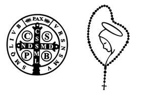 Kit 3 Adesivos Rosário Terço + 3 Adesivos Medalha São Bento - SPTS