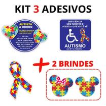 Kit 3 Adesivos Símbolo Autista Para Carro Pcd + 2