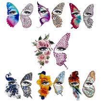 Kit 3 Adesivos Strass Carnaval Borboleta Lado Esquerdo