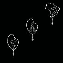 Kit 3 Adesivos Terço Rosário Nossa Senhora Brasil - Branco