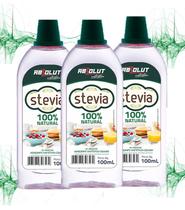 Kit 3 Adoçante Dietético Stevia 100ml 100% Natural Não Amarga