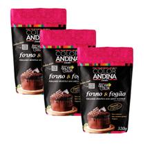KIT 3 Adoçante Stévia Culinário Color Andina Forno e Fogão 320g