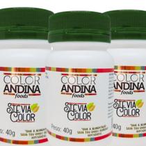 KIT 3 Adoçante Stevia sem amargor em Pó 40g Natural Vegano - Color Andina Foods
