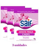 Kit 3 Afasta Traça e Mofo Perfumado Ideal para Roupeiros, Closets, Armários Orquídea Saif 30G Kit 3 Afasta Traça e Mofo Perfumado Ideal para Roupeiros, Closets, Armários Orquídea Saif 30G