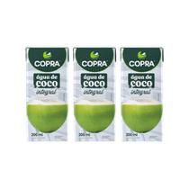 Kit 3 agua de coco integral 200ml copra bebida natural hidratante sem açucar vitamina c