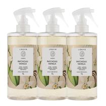 Kit 3 Água Perfumada Aromatizada Patchouli Vanilla Perfume para Roupas Lencóis Cheiro 1L Lenvie