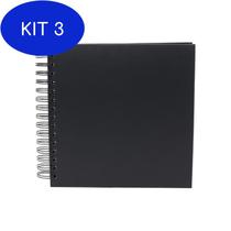 Kit 3 Álbum de Assinaturas e Scrapbook Capa Preta Lisa P 40