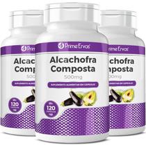 Kit 3 Alcachofra Composta 120 Cápsulas De 500Mg - Prime Ervas