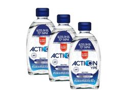 kit 3 Álcool em Gel 70º INPM Neutro Action Ypê Frasco 400g