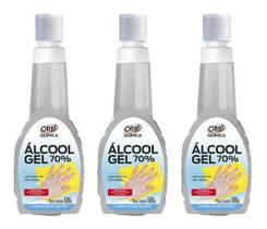 Kit 3 Álcool Gel 70% Antisséptico Higienizador Mãos 500g
