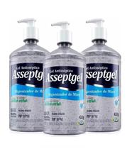 Kit 3 Álcool Gel Antisséptico 70o Inpm 420g Asseptgel Start