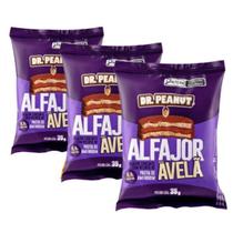 Kit 3 Alfajor com Recheio Pasta de Amendoim Dr Peanut Whey Protein Zero Açucar 35g Sabores Ssbores:Avelã
