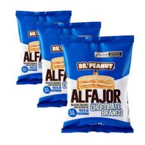 Kit 3 Alfajor com Recheio Pasta de Amendoim Dr Peanut Whey Protein Zero Açucar 35g Sabores Ssbores:Chocolate Branco