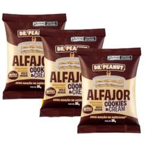 Kit 3 Alfajor com Recheio Pasta de Amendoim Dr Peanut Whey Protein Zero Açucar 35g Sabores Ssbores:Cookies