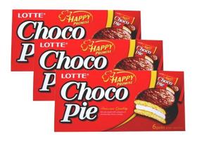 kit 3 ALFAJOR DE CHOCOLATE COREANO CHOCOPIE 168G - LOTTE