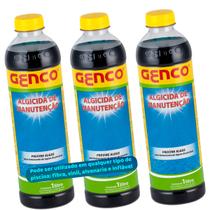Kit 3 Algicida de Manutenção Genco Previne Algas Água Verde Tratamento Para Piscinas