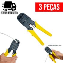 Kit 3 Alicate Crimpar Terminal RJ45 RJ11 e RJ12 Decapador Cabo de Rede Crimpador Kit 3 Alicate Crimpar Terminal RJ45 RJ11 e RJ12 Decapador Cabo de Rede Crimpador