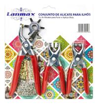 Kit 3 Alicates Para Furar E Aplicar Ilhós E Botão Metal