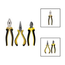 Kit 3 Alicates Universal Bico Meia Cana Corte Diagonal