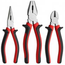Kit 3 Alicates Universal Corte e Bico Isolados Jogo de Alicates Diagonal Universal e Meia Cana Kit 3 Alicates Universal Corte e Bico Isolados Jogo de Alicates Diagonal Universal e Meia Cana