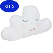 Kit 3 Almofada Decorativa Enxoval Bebê Nuvem - Piquet Branca