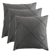 Kit 3 Almofada Suede Drapeada Macia Decorativa- 45x45