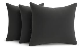 Kit 3 Almofadas Cheia Veludo Suede 45x45 Cinza Escuro