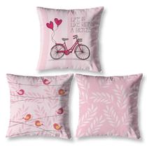Kit 3 Almofadas Cheias 40cm x 40cm Decorativas Estampadas Digital Coloridas Sala Quarto