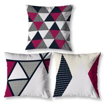 Kit 3 Almofadas Cheias 40Cm X 40Cm Estampadas Geo Vermelho Kit 3 Almofadas Cheias 40Cm X 40Cm Estampadas Geo Vermelho