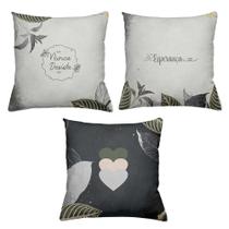 Kit 3 Almofadas Cheias Decorativas 40 x 40 Esperança