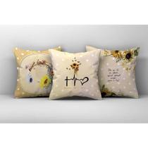 Kit 3 Almofadas Cheias Decorativas 40 x 40 Girassol